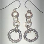 Silver Tone CZ Rhinestones Dangling Boho Drop Pierced Earrings Photo 0