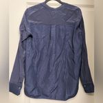 Vince Navy Long-Sleeve Crocodile-Embossed Blouse Size S Photo 5