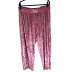 JM Collection  Pants Crushed Velvet Embroidered Pull On Wide Leg Pink XL Photo 1
