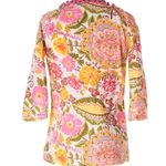 Monique Leshman š Floral Print Pom Pom Tunic Top š Fuchsia Pink Spring Yellow Photo 1