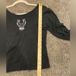 Harley Davidson  Motorcycles Black Glitter V Neck Long Sleeve Criss Cross Top Photo 4
