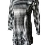 J.Crew Factory Black White Gingham Flannel Ruffle Bow Back Dress Long Sleeves Photo 7