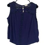 Mason & Belle Navy Blue Lace & Embroidered Sleeveless Blouse Women Sz XL Photo 0