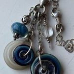 Sterling Silver Glass Element Dangle Pendent Round Circle Chain Necklace Silver Photo 0