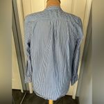 J.Crew Band Collar Ruffle Front Striped Long Sleeve Shirt Photo 4