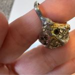 Vintage 1960s Vendome Adjustable Gold Nugget Style Ring w Rhinestones Photo 5