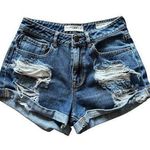 Bullhead High Rise Ripped Distressed Denim Jean Shorts Blue Size 26 Photo 0