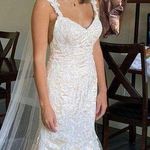 Stella York 6064 style wedding dress mermaid lace straps zip up bustles Size 6 Photo 9