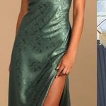NWT Lulus You're My Type Sage Green Satin Jacquard Midi Slip Dress ~ Size M 🧡🍄 Size M Photo 0