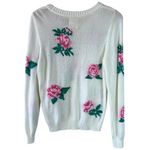 Chaser White Floral Knit Sweater - Size L - Cotton Blend Photo 4