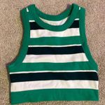 Aerie Green Ribbed Striped  Lined Tank Top Photo 0