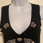 Striped jeweled skeleton tank top. Black Photo 2