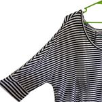 Boutique plus size blouse size 3XL vneck black & white stripe drop down sleeve White Photo 1