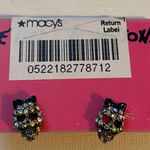 Betsey Johnson  Skull w Crown Pierced Earrings Rhinestones Photo 0