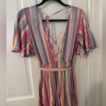 Blue Rain  Pink and Blue Puff Sleeve Wrap Romper Photo 2