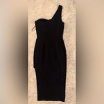 Dress the Population NWOT Magnolia One Shoulder Asymmetric Midi black Dress sz S Photo 3