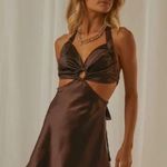 Peppermayo  Brown Satin Cutout Mini Dress Photo 0