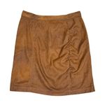 Free People  Brown Faux Suede Ruched Front Camel Mini Skirt Women's Size XS Photo 1