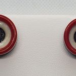 Vintage Red, White, & Blue Button Earrings Red Photo 0