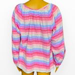 J.Crew Peasant Blouse in Metallic Pastel Stripe - Purple Pink Multi - S… Photo 4