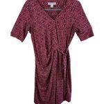 Motherhood Maternity Navy Blue Pink Short Sleeve Jersey Knit Wrap Dress Size S Photo 0