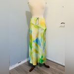 ZARA  New Bohemian Green Hight Waisted Satin Effect Strappy Printed Skirt Size M Photo 7