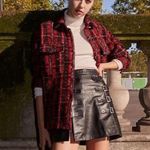 The Koopless Jeans Long Sleeve Tweed Checked Overshirt Jacket Red Women's Size M Size M Photo 1