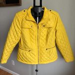 Talbots Petites Quilted Snap Front Jacket Canary Yellow Long Sleeve Womens L Photo 1