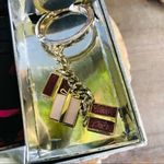 Kate Spade  Gift Set Card Holder & Present Key Fob Pink Ribbon Print NWT Photo 1