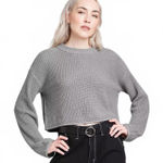 Wild Fable Crew Neck Boxy Pullover Sweater Light Gray Small Photo 0