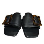 Joie  Black Paige Slide Sandals flats tortoise buckle Minimalist Design 9 casual Photo 2