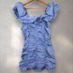 Glamorous Urban Outfitters  Ruched‎ Off-The-Shoulder Mini Dress Blue Size M NWT Photo 5