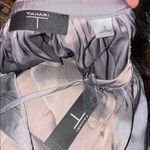 T Tahari Women Size S Steel Grey V-Neck Tie Blouse Relaxed Fit Satin Peasant Top Photo 5