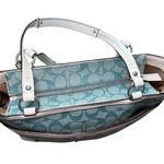 Coach Signature Tote Handbag Purse Blue White Striped Beach Bag Photo 5