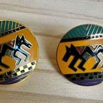 Vintage Laurel Burch "Coptic Horse" Enamel Earrings Photo 0