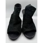 Franco Fortini  Women 11 Black Suede Perforated Peep Toe Heeled Booties Party Photo 1