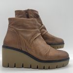 Diba True  Womens 8 Booties Next Day Wedge Platform Brown Leather Soft Side Zip Photo 1