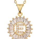 Gold Initial Crystal Sparkly Pendant Necklace A Photo 1