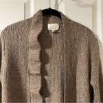 Hinge  Tan Light Brown Cardigan Ruffle Sweater Photo 1