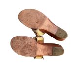 Jack Rogers HAMPTONS MID-WEDGE LEATHER GOLD WHIPSTITCH SANDAL SHOES 9 Photo 1