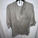 Lauren Vidal Linen Button Front Short Sleeve Hood Lagenlook Cardigan Top Photo 6