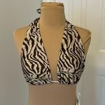 Good American Good Swim Zebra Halter Bikini Top Brown Size undefined Photo 0