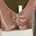 Urban Outfitters NWT Pink Velvet Crop Top Photo 3