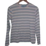 Quest L Pink Tan Blue Striped Nylon Stretch Top Size L Photo 0