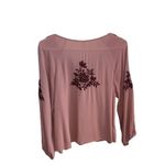 embroidered pink and burgundy peasant top blouse Size M Photo 1