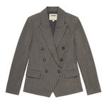 L'Agence Kenzie Double Breasted Blazer Jacket Pinstripe Gray Classic Preppy US 4 Photo 1