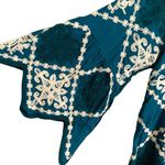 Kindred brand green ivory embroidered boho bell sleeve babydoll peplum top Photo 3