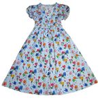 Hill House NWT Sabrina in Light Blue Space Floral V-neck Cotton Midi Dress M Photo 1