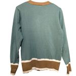 Grace Karin  Women’s Size M Blue Teal Colorblock Button Up Sweater Cardigan Photo 4