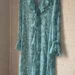 Wild Fable Duster Kimono coverup long sleeve tie front pretty green floral print medium Photo 1